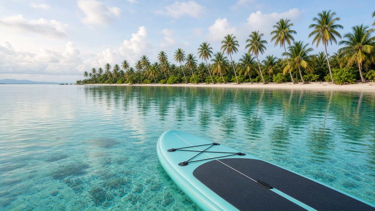 Paddle craft on calm turquoise water