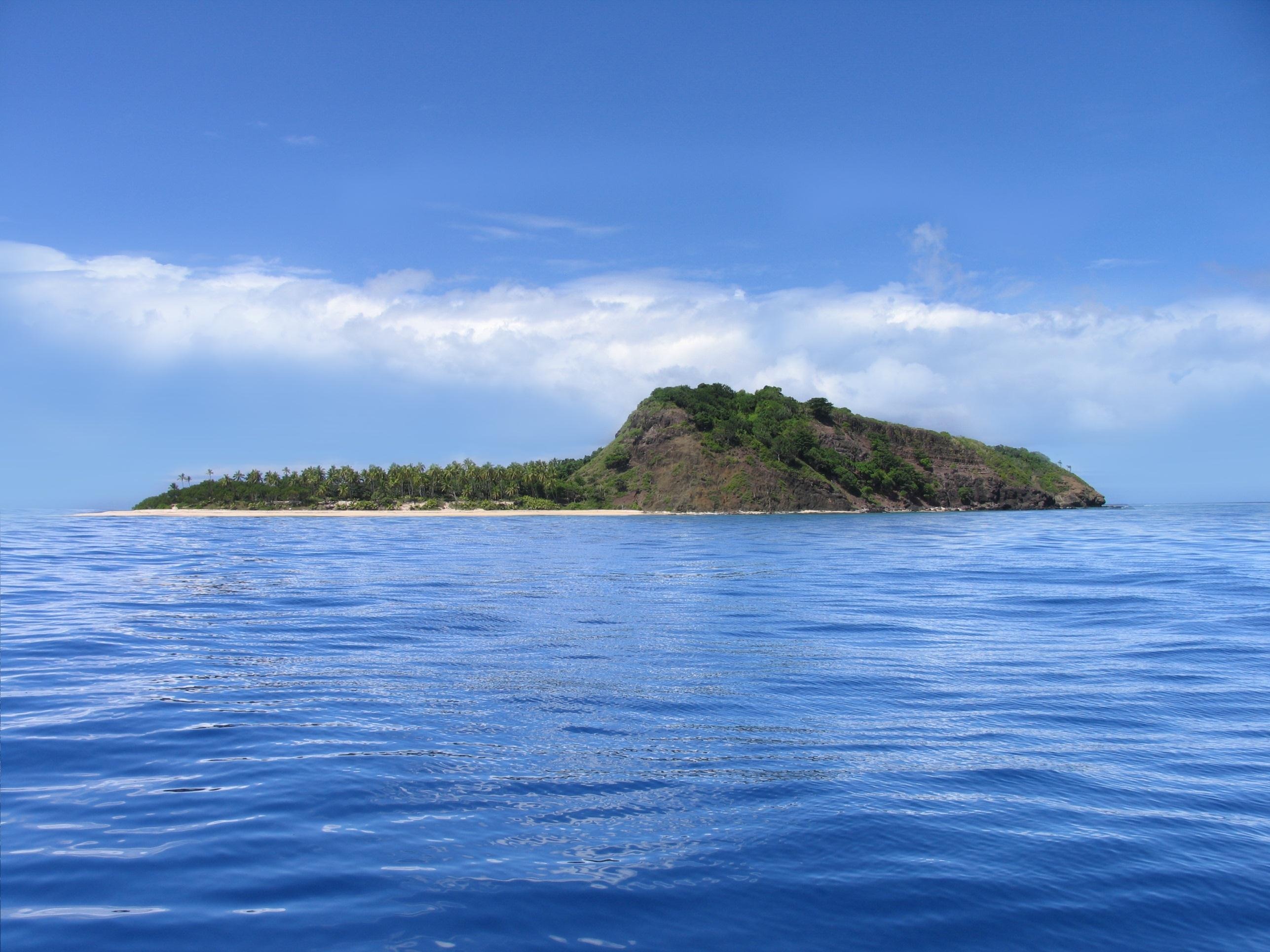 Eori Island profile across deep blue water