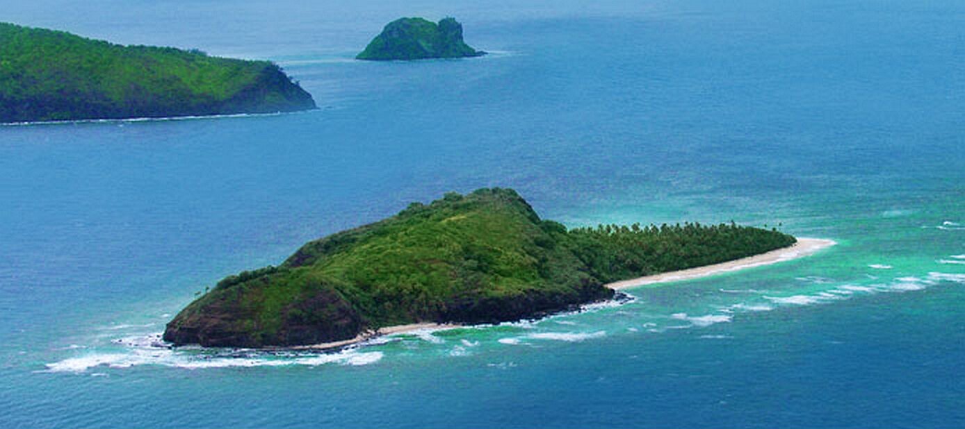 Aerial of Eori with neighbouring Sacred Islands visible beyond